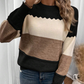 💖 (S-XL) 🌺 Női Színblokkolós Hosszú Ujjú Pulóver