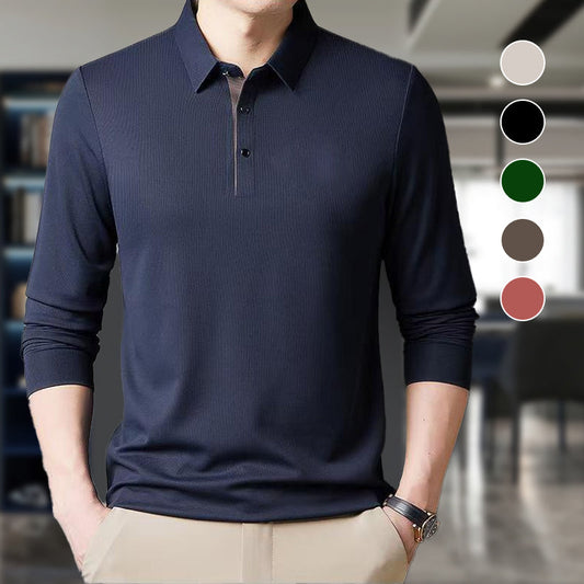 Férfi sűrűsödött meleg álló gallér hosszú ujjú szabadidős felső