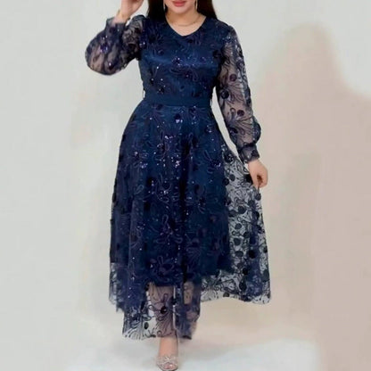 👗【S-4XL】Stílusos áttetsző ujjú virágos ruha