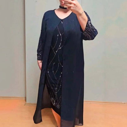 Gyönyörű hamis kétrészes sifon ruha