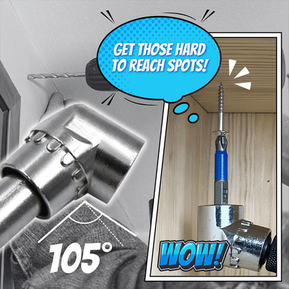🔧🌿 105°-os Derékszögű Fúróadapter: A Tökéletes Megoldás Szűk Helyekre! 👨‍🔧