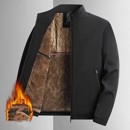 Férfi állógalléros, polárbéléses kabát