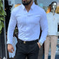 👔Férfi alkalmi, karcsú szabású, egyszínű ing