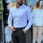 👔Férfi alkalmi, karcsú szabású, egyszínű ing