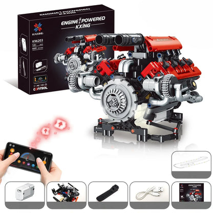 🔥 Dübörgő V8-as motor modell! 🚘 Tanulmányozza az autóipari mechanikai szerkezetet 👨‍🔧
