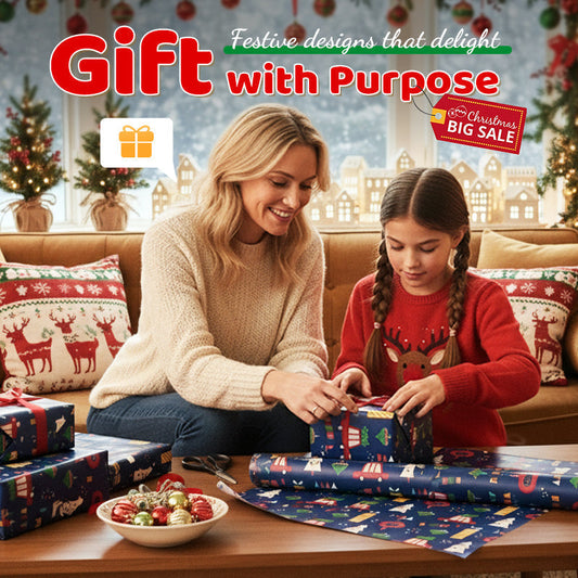 🎄 Rendelj most és spórolj 50%-ot 🎁 Karácsonyi ajándékcsomagoló papírlap 🎅💕