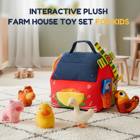 🧸Interaktív plüss farmház játék szett gyerekeknek