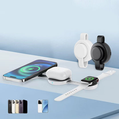 3 az 1-ben mágneses töltő – Összecsukható & vezeték nélküli! 📱⌚🎧