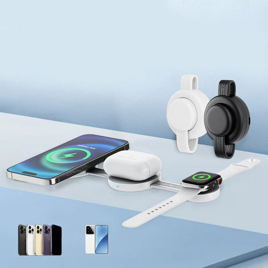 3 az 1-ben mágneses töltő – Összecsukható & vezeték nélküli! 📱⌚🎧