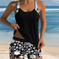 👙🏖️ Szexi Mintás Tank Top & Rövidnadrág Kétrészes Fürdőruha 🌞