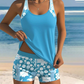 👙🏖️ Szexi Mintás Tank Top & Rövidnadrág Kétrészes Fürdőruha 🌞
