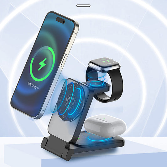 ⚡🧲 3-in-1 Összecsukható Mágneses Vezeték nélküli Töltő 🔋📱