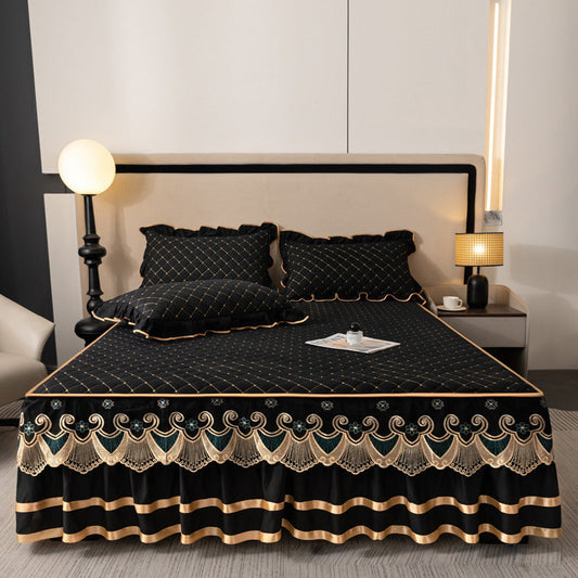 ✨ Rózsás Szegélyű Ágynemű Szoknya – Elegancia és Kényelem Egyben! 🛏️🌸