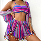 🌺 Csíkos Spagetti Bikini Szett (4 Rész) – A Tökéletes Nyári Look S-től XL-ig! 🏖️📸