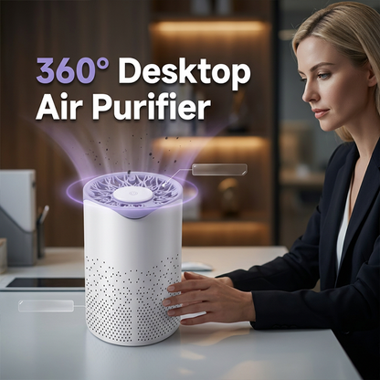🌬️ 360° Asztali Levegőtisztító: Tiszta Levegő és USB Tápellátás – Raktáron! 🌀