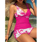 🌴 Trópusi Mintás Magas Dereku Tankini Szett: Karcsúsító Hatás – Raktáron! 👙