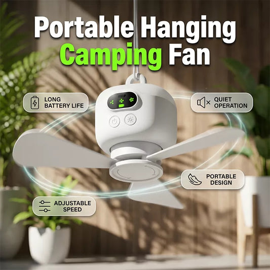 💖 Újratölthető mennyezeti ventilátor LED-es lámpákkal – Hűvös és világos bárhol ✨