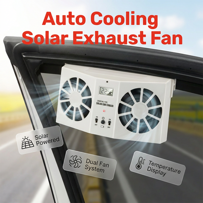 ☀️💨 Automata Napelemes Szellőző Ventilátor: Hőmérséklet-kijelzővel a Tökéletes Hűtésért! 🚗
