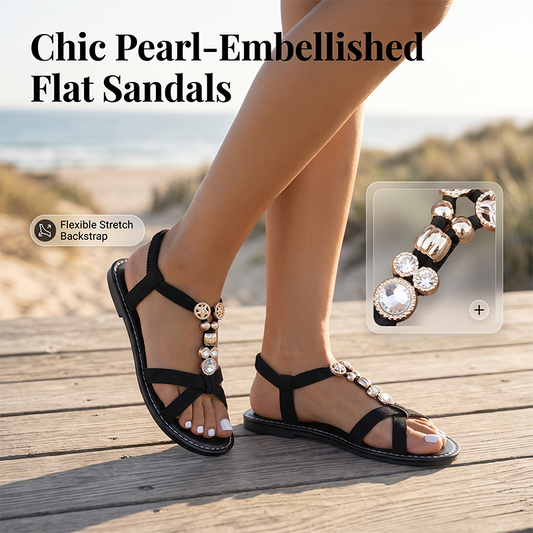 💖✨ Gyöngyös Lapos Szandál: Nőiesség, Kényelem és Romantikus Elegancia! 🛍️