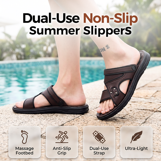🏖️ Férfi valódi bőr papucs: csúszásgátló talppal, laza stílusban! 🛍️
