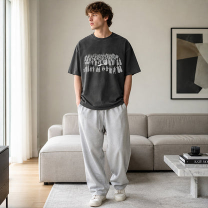 Men Vintage Washed Graphic T-Shirt Christian Streetwear Tee