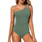 Women's One-Shoulder Ruched One-Piece Swimsuit