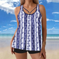 👙 Női plus size nyomtatott tankini szett, szoknyával és fiúsorttal 🌊✨