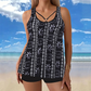 👙 Női plus size nyomtatott tankini szett, szoknyával és fiúsorttal 🌊✨