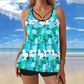 👙 Női plus size nyomtatott tankini szett, szoknyával és fiúsorttal 🌊✨