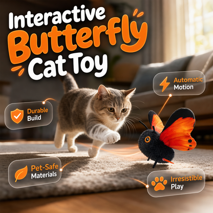 🐱 Mozgásérzékelős Lebegő Macskajáték – Interaktív Rovaros Játékszer🦋