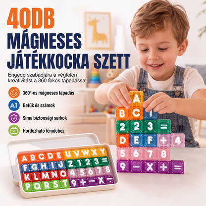 🧩 Mágneses kockák betűkkel és számokkal – Játékos tanulás, szórakoztató oktatás✨
