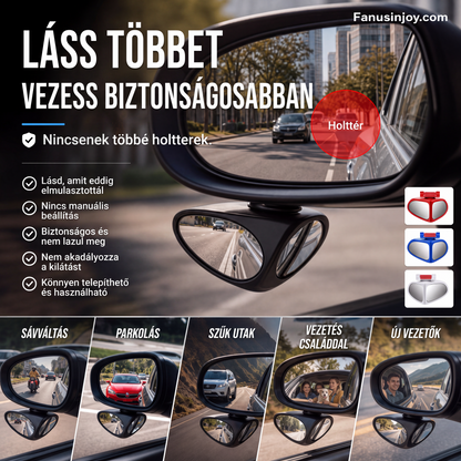 👀🚗 HD Kétoldalas Parkolótükör: Tökéletes Látás Esőben és Sötétben! 📦