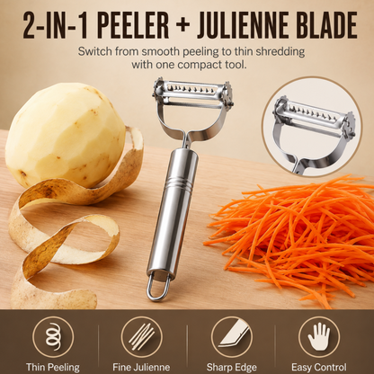 2-in-1 Stainless Steel Peeler and Julienne Slicer