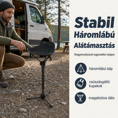 Kompakt, nagy teherbírású összecsukható szék