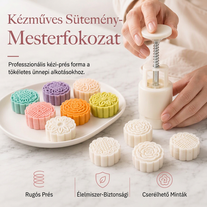 🥮✨ Kézi Prés Holdtorta Forma: Vége a Törött Sütiknek és Elmosódott Mintáknak!