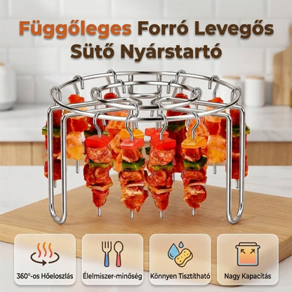 🍢 Rozsdamentes acél nyársrács állvány légsütőhöz – Praktikus, hőálló ✨