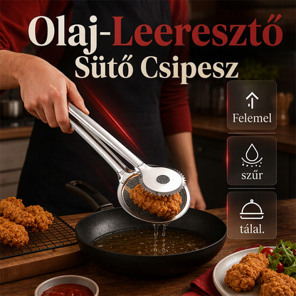 🍳✨ Kétfunkciós Szűrőkanál-Fogó: Vége a Két Külön Eszköznek!