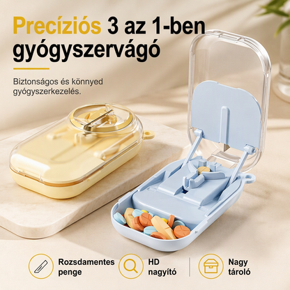 Hordozható mágneses tablettavágó és -osztó