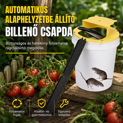 Automatikusan visszaálló, billenőfedeles egércsapda