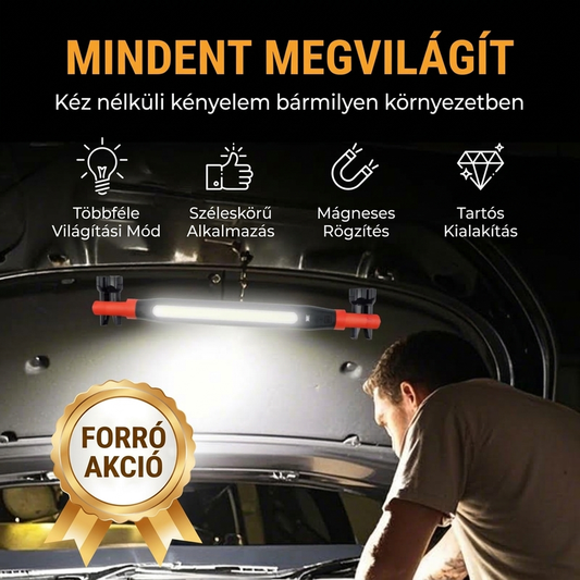 🔌✨ Mágneses LED Munkalámpa: Újratölthető + Erős Mágnes! 🎯