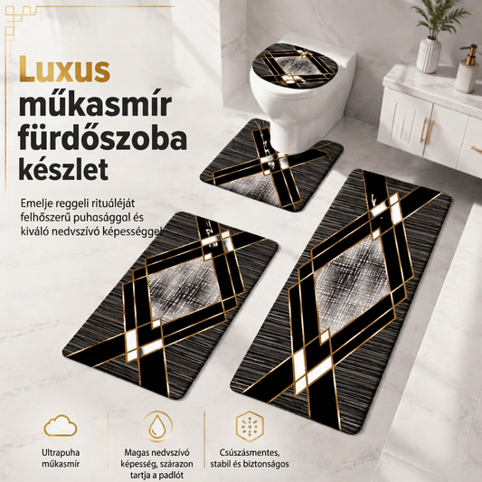 4 darabos műkasmír nedvszívó fürdőszobai szőnyegkészlet – Puha, gyorsan száradó szett ✨🏠