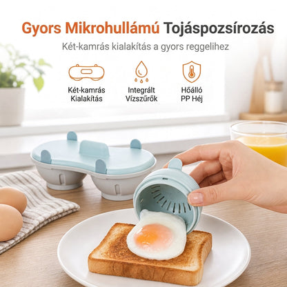 ✨Új érkezés✨Kétrekeszes mikrohullámú tojásgőzölő doboz konyhai tojásfőző forma