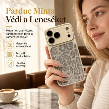 Leopárd mintás telefontok nagyméretű ablakos kameravédelemmel