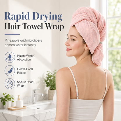 🧖‍♀️✨ Korallbársony hajturbán: Gyors szárítás + Puha tapintás! 🎉