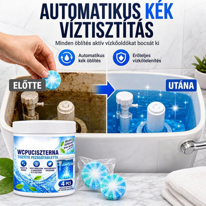 Pezsgő WC-csésze és -tartály tisztító tabletták