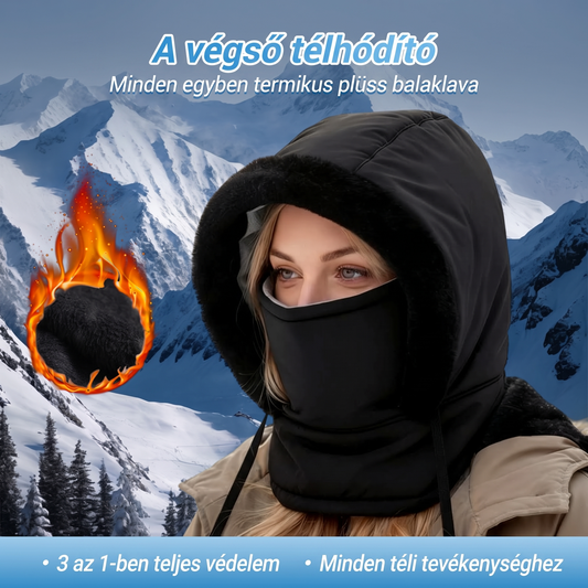 Plüssbéléses, vastagított hővédő sapka arcmaszkkal – Teljes védelem a hideg ellen ❄️🧥