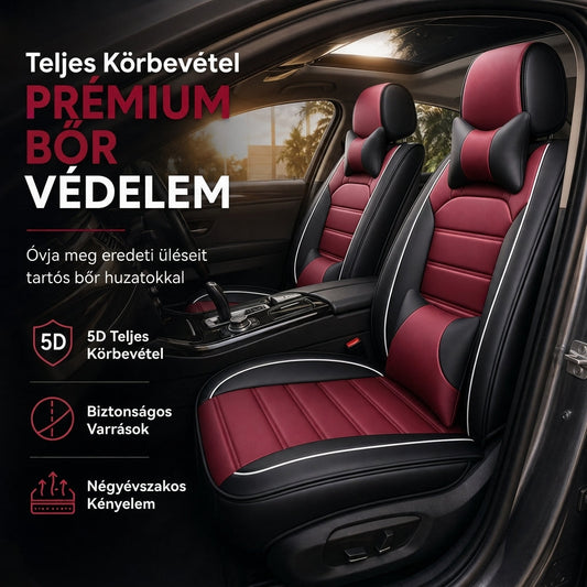 🚗✨ Bőr Autóüléshuzat Szett: Teljes Védelem + Stílusos Csíkos Dizájn! 🎉