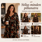 Női elegáns juharleveles mintás ruha