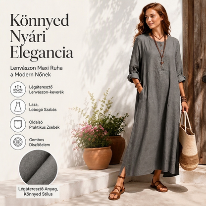 Női alkalmi maxi ruha zsebekkel – Kényelmes és nőies viselet ✨👗