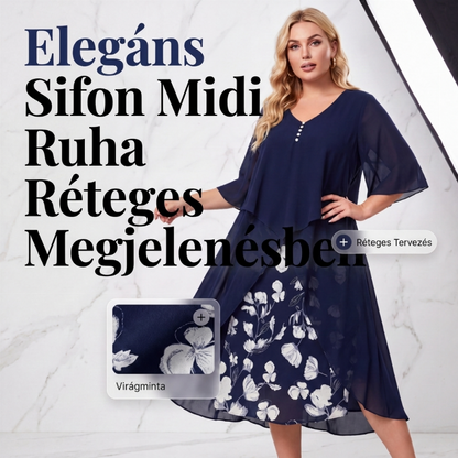 Női rövid, virágmintás laza fazonú ruha